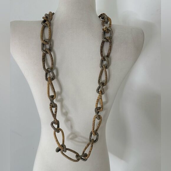 Vintage Chain Link Mix Print Infinity Necklace - Picture 2 of 10